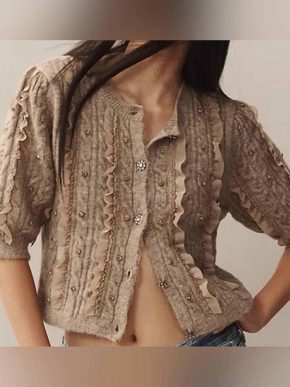 ANTHROPOLGIE Maeve Short Sleeve balletcore feminine coquette eclectic Cardigan